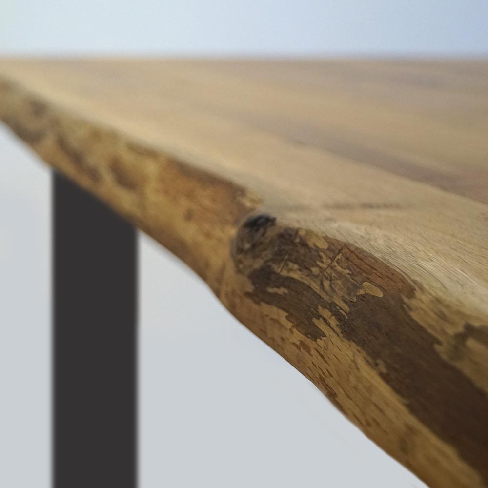 Tischplatte 180x85 cm mit Baumkante aus massiver Eiche