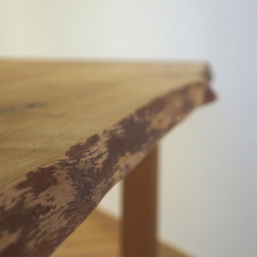 Tischplatte 180x85 cm mit Baumkante aus massiver Eiche