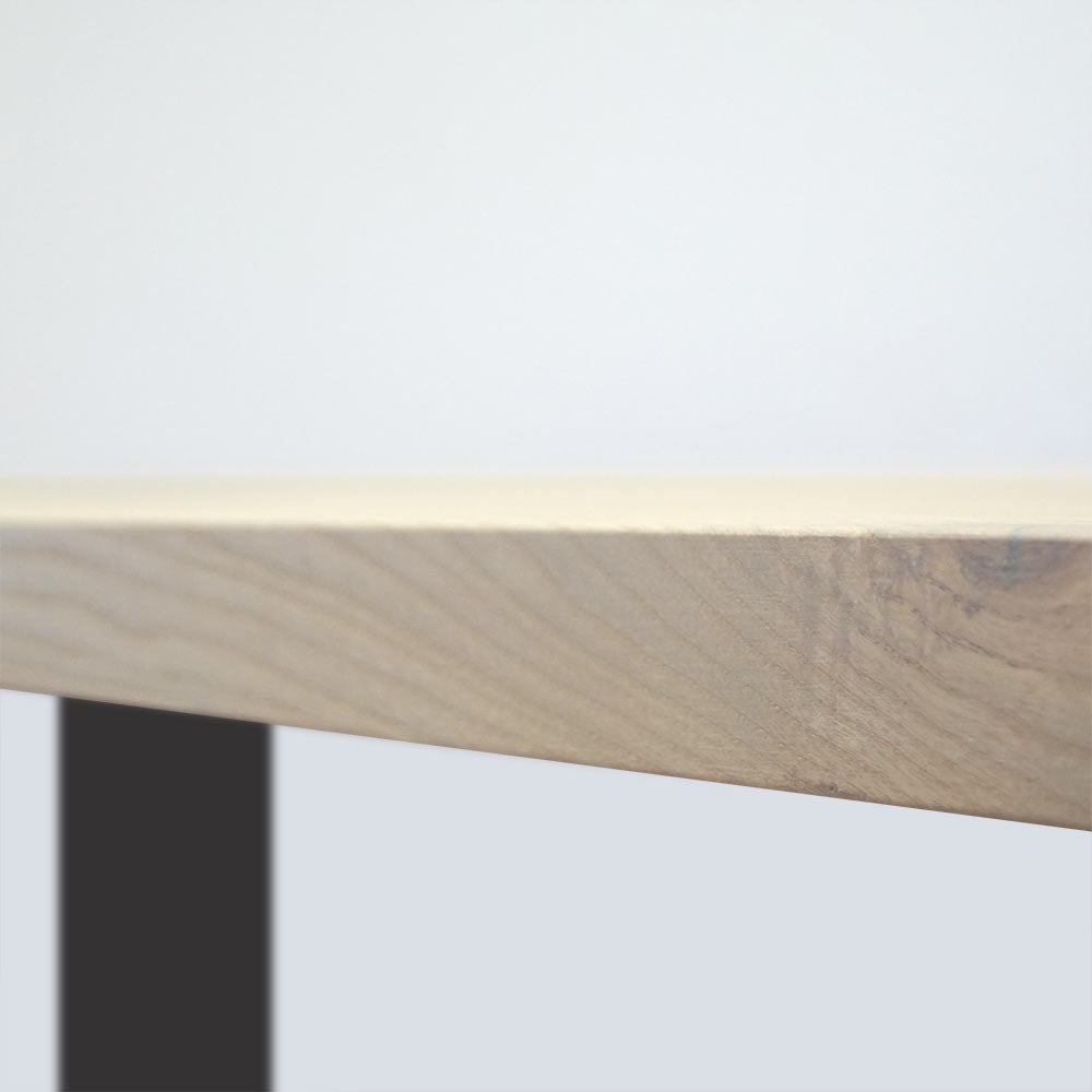 Tischplatte 160x80 cm ohne Baumkante aus massiver Esche, weiß veredelt