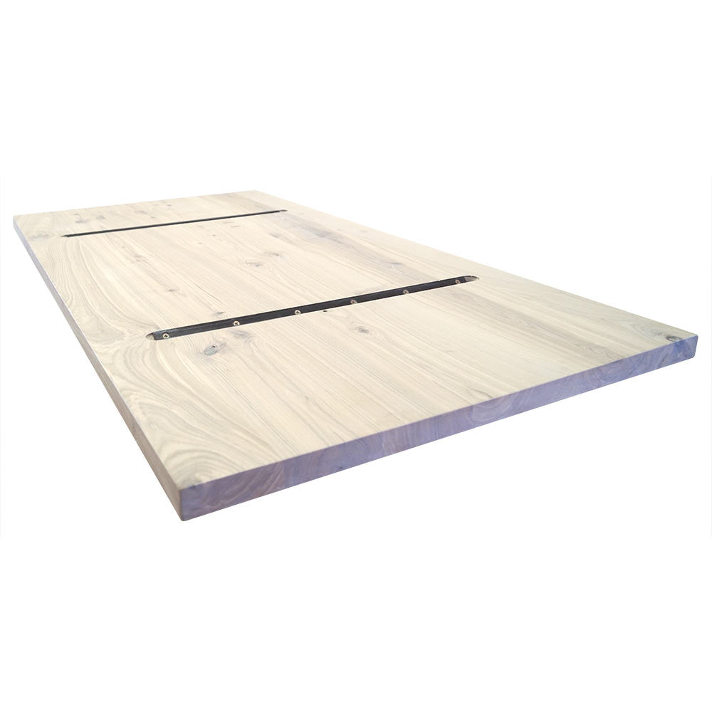 Tischplatte 160x80 cm ohne Baumkante aus massiver Esche, weiß veredelt