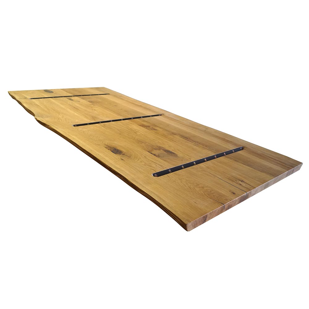 Tischplatte 200x100 cm mit Baumkante aus massiver Eiche