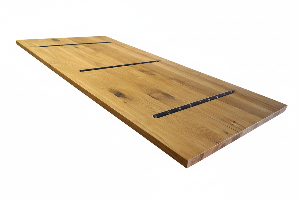 Tischplatte 260x100 cm ohne Baumkante aus massiver Eiche