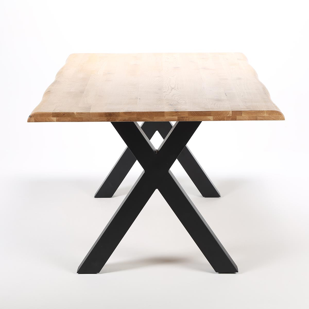 Esstisch Baumkante Eiche massiv 180x100cm mit X-Gestell