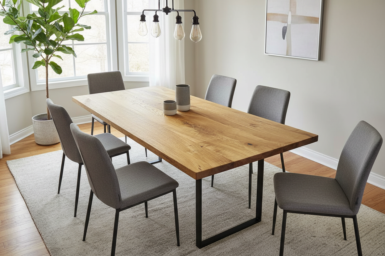 Tischplatte 260x100 cm ohne Baumkante aus massiver Eiche