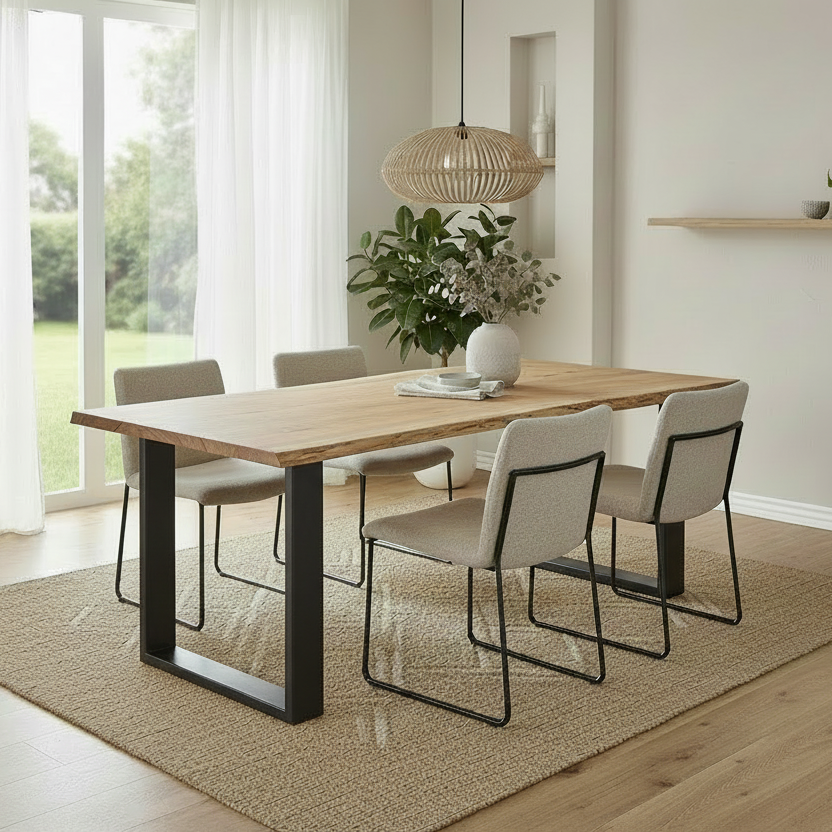 Tischplatte 200x100 cm mit Baumkante aus massiver Esche