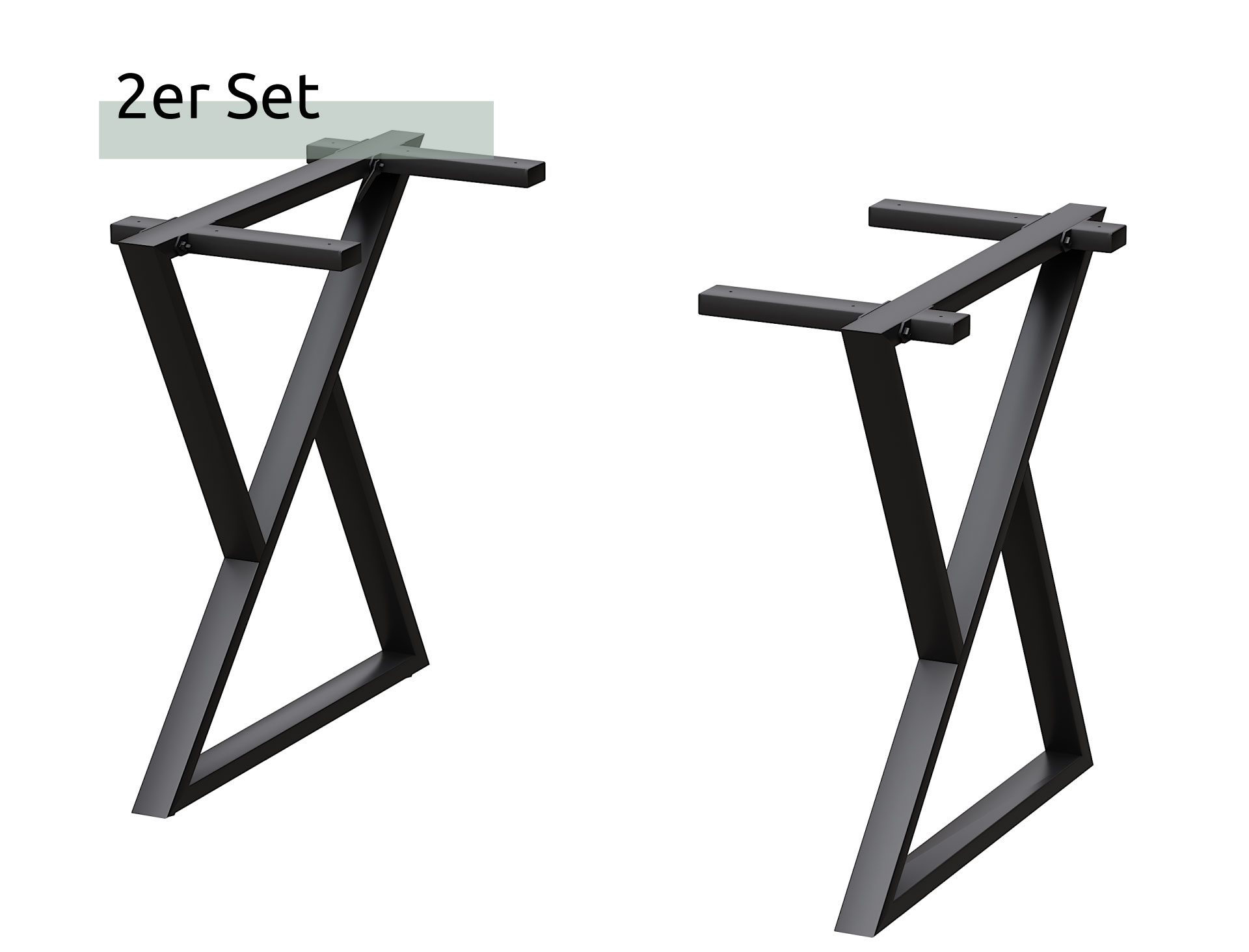 Doppel-Dreieck Tischgestell Metall schwarz – 1 Paar (2 Stück)