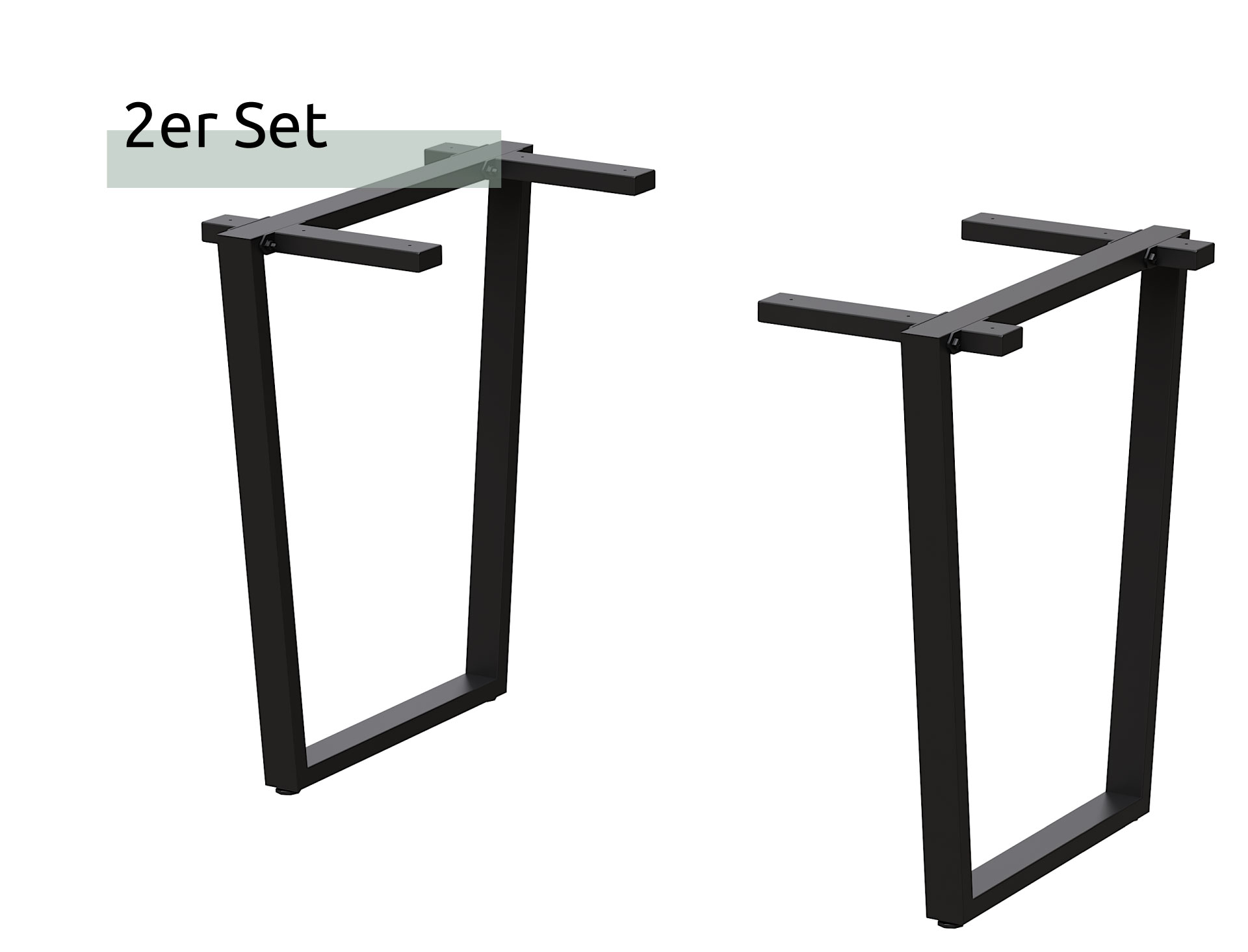 Trapez Tischgestell Metall schwarz – 1 Paar (2 Stück)